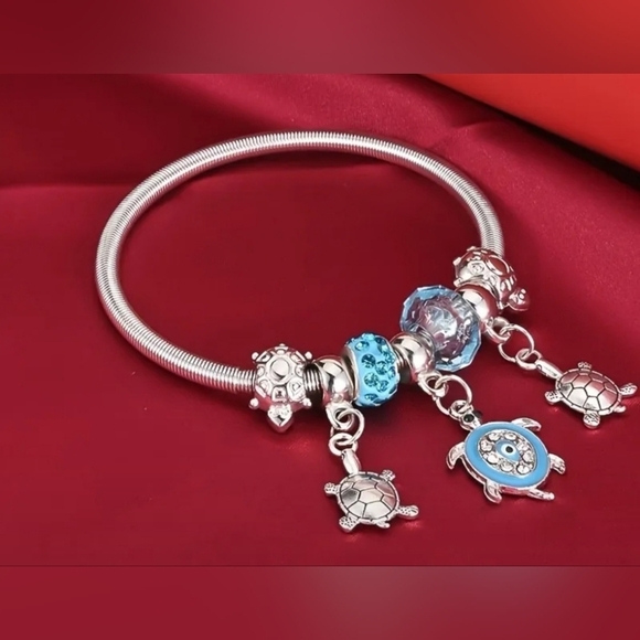 Vintage Devil's Eye Turtle Pendant Bracelets For Women Girls Heart Beads Spring - Picture 2 of 5